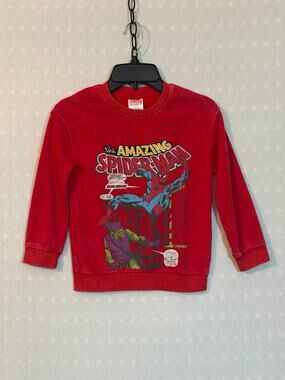 Marvel Amazing Spider-Man Boys XS 4/5 Vintage Wash Red Sweatshirt